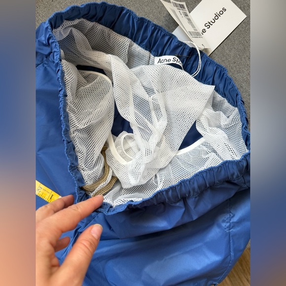 ACNE STUDIOS Warrick Nylon Swim Trunks Slim Fit Mid Length Blue Lined Large NWT - Picture 8 of 9